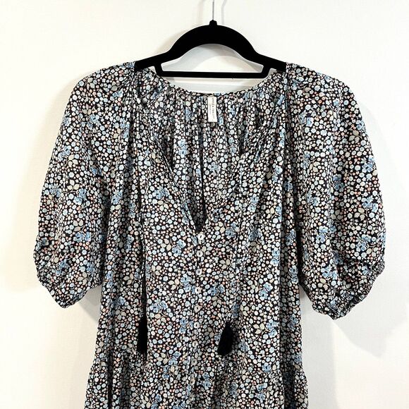 Spell & the Gypsy Poppy Smock Gown Dress Floral Puff Sleeve Maxi Poplin - Picture 5 of 13